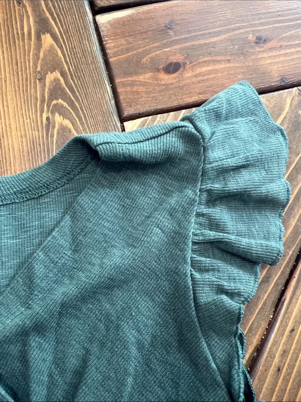 GAP Dark Teal Ruffle Sleeve Wrap Crop Top